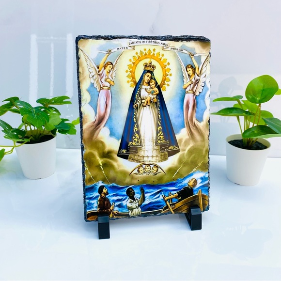 Our Lady of Charity a photo plaque, Natural Stone Frame - Picture 4 of 8